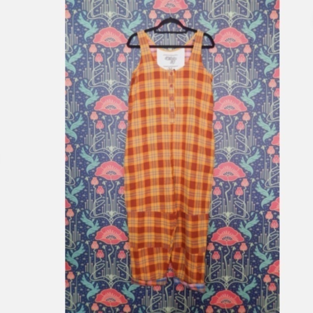 Ace & Jig Sophomore Plaid Check Orange Yellow Jumpsuit Romper Nwt XS